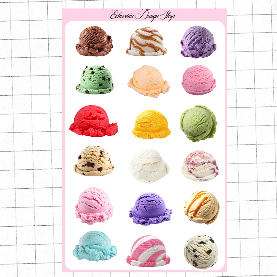 Ice Cream Scoop Sticker Sheet