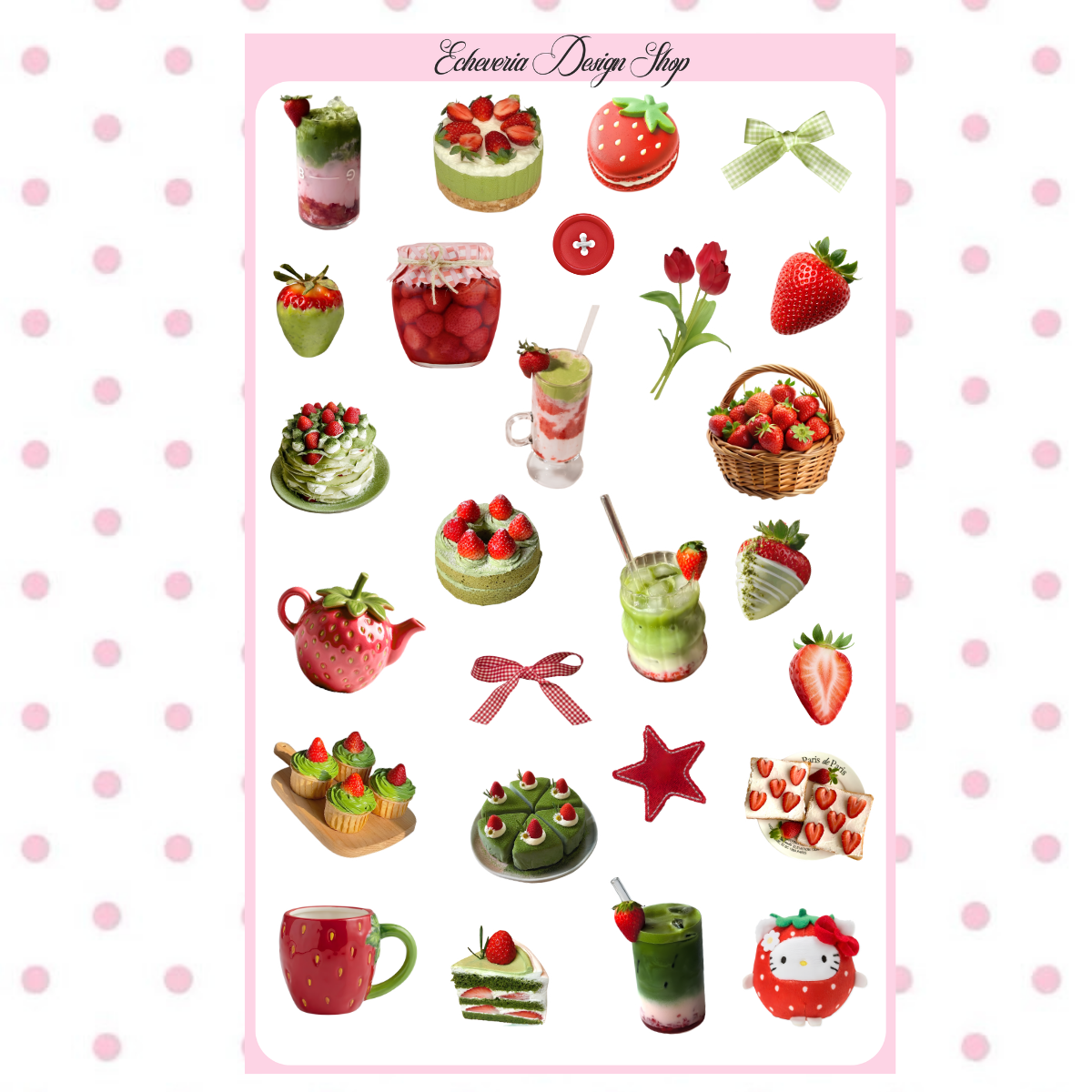 Strawberry Matcha Sticker Sheet