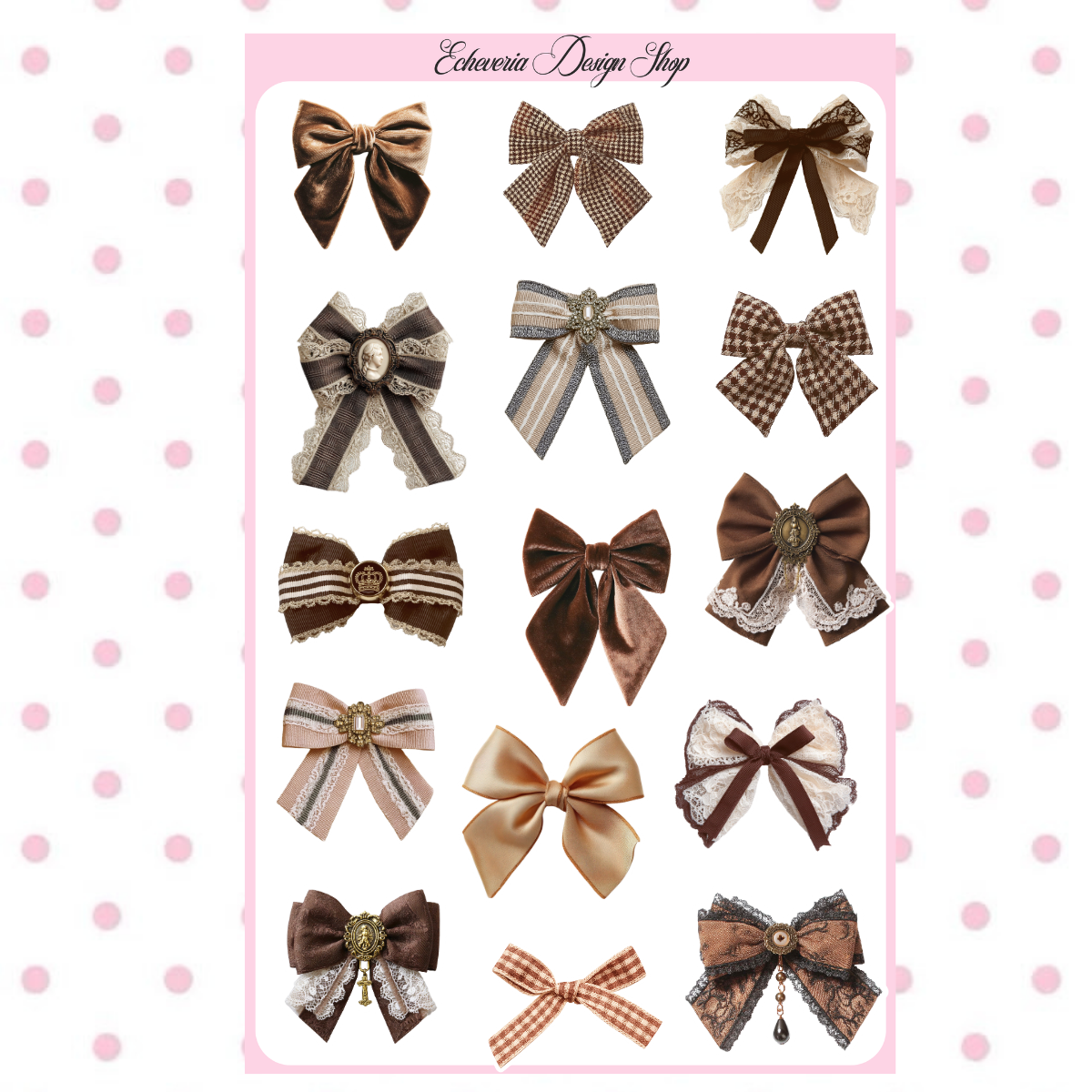 Fall Brown Bows Sticker Sheet