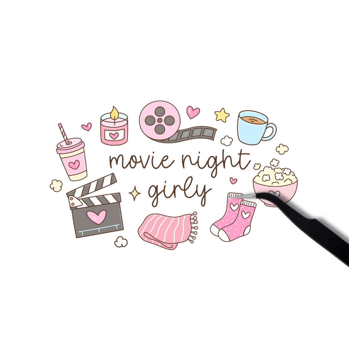 Movie night girly sticker