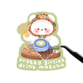 Pretty girls drink matcha sticker