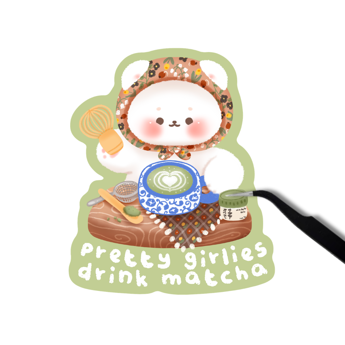 Pretty girls drink matcha sticker