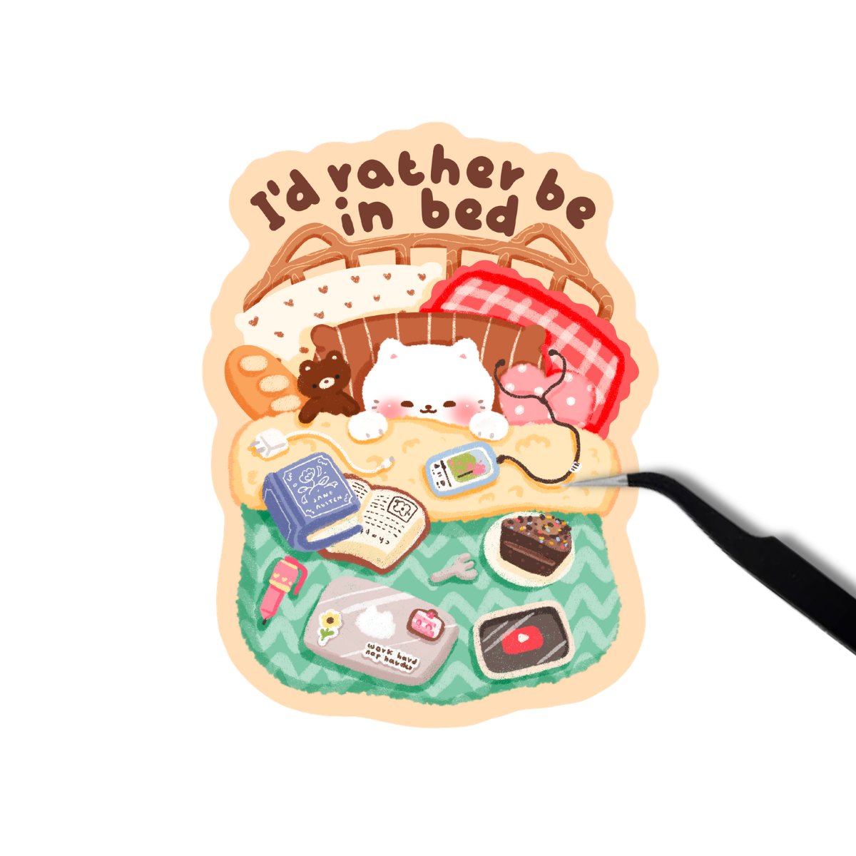 I rather be in bed sticker