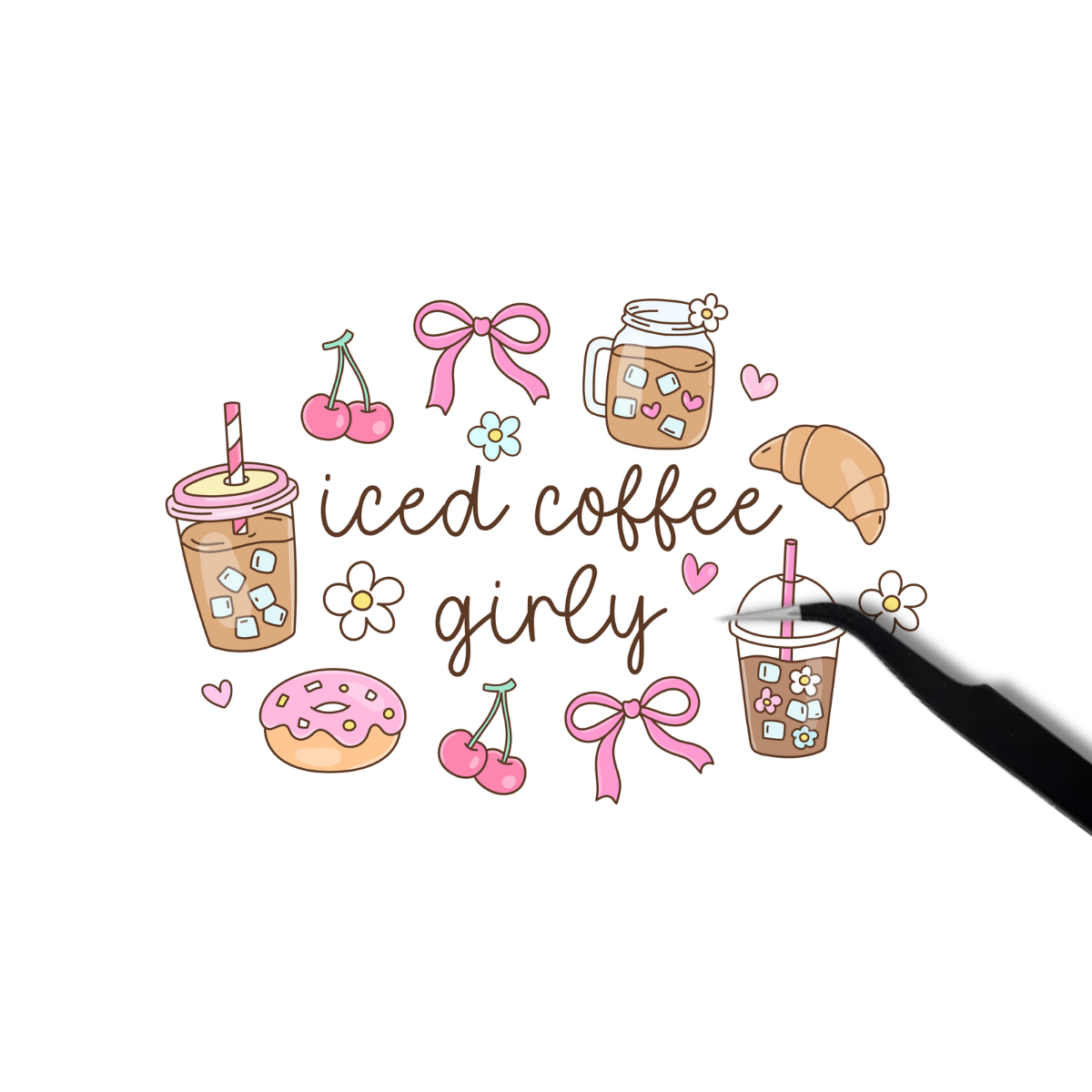 Iced coffee girly sticker