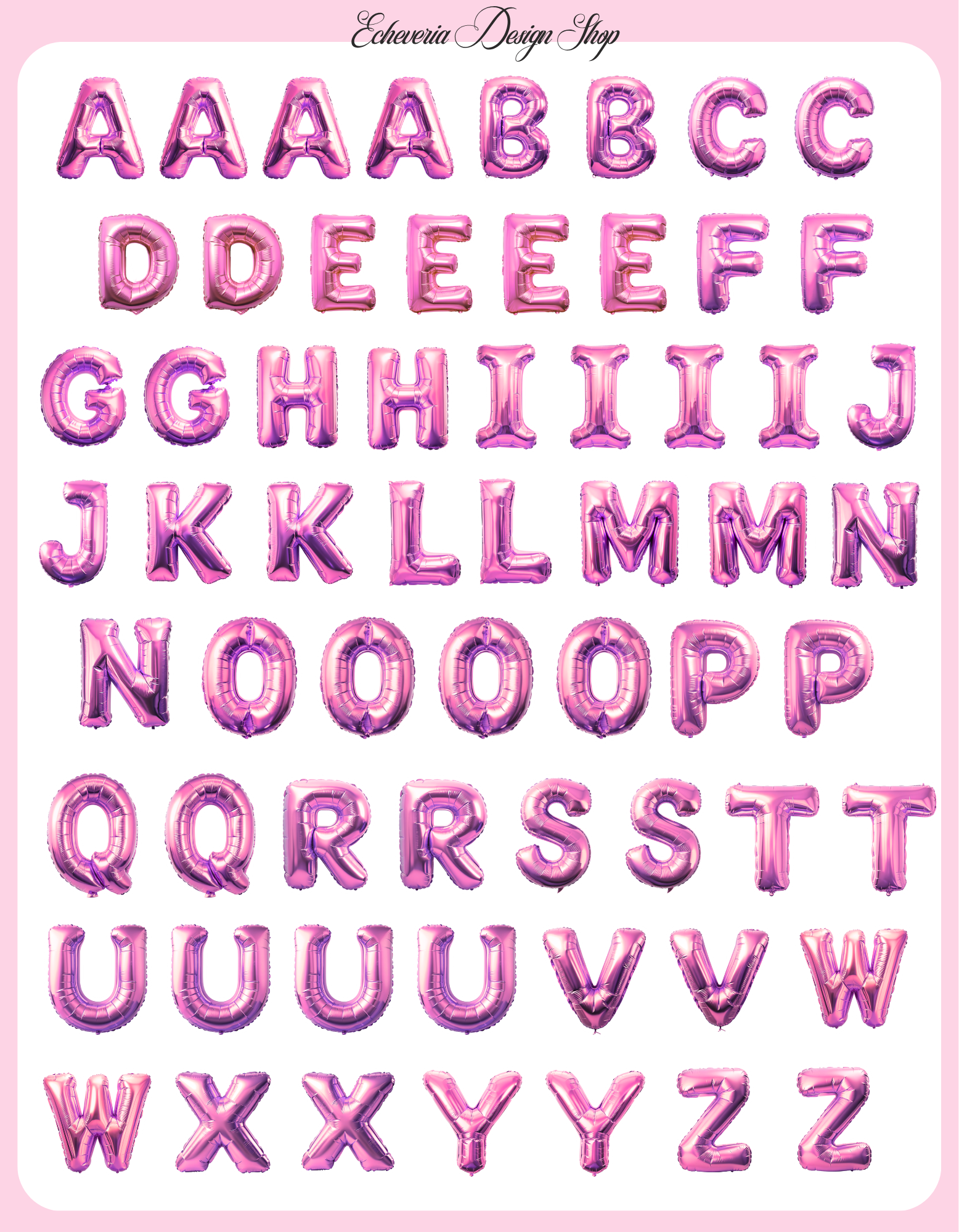 Pink Alphabet Sticker Sheet