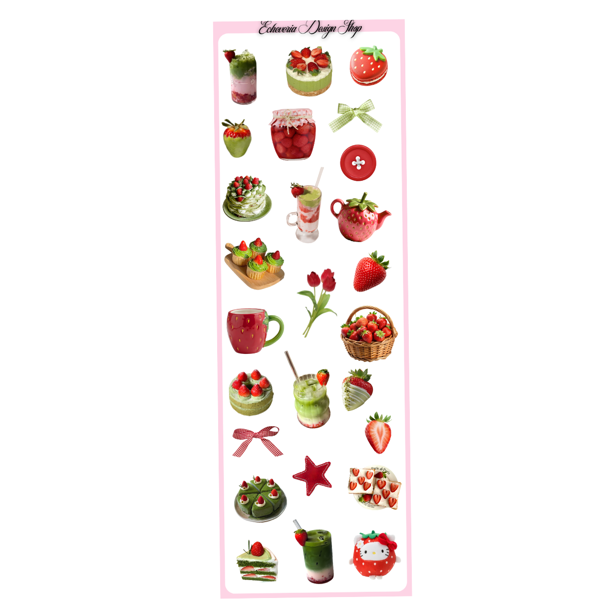 Strawberry Matcha Sticker Mini Sticker Sheet