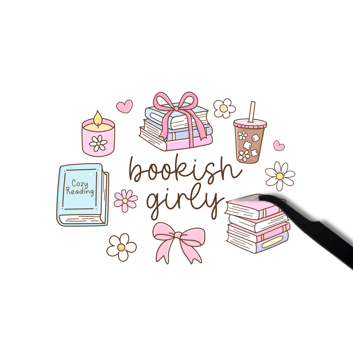 Bookish girly sticker