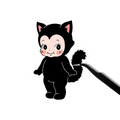 Black Cat Kewpie Sticker