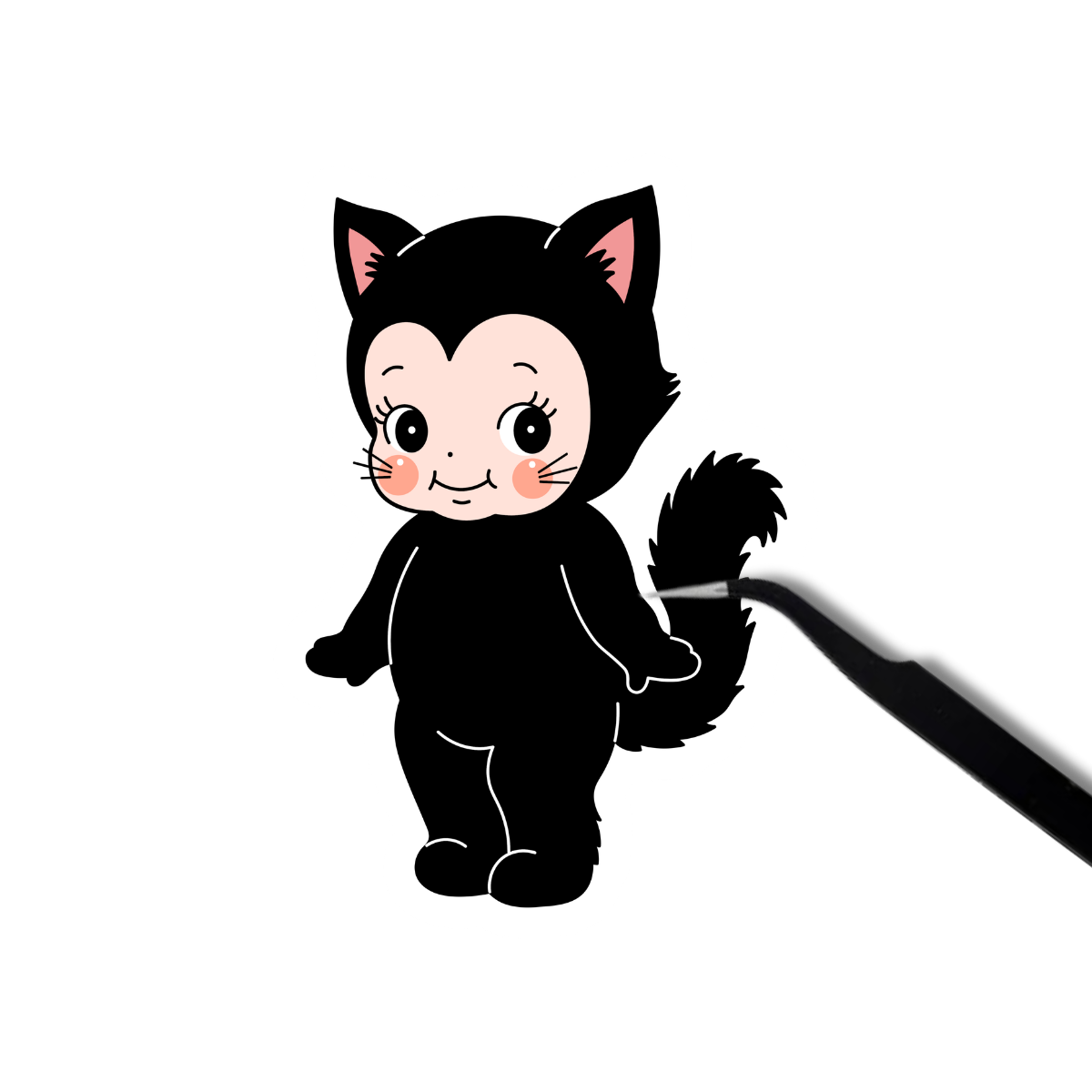 Black Cat Kewpie Sticker